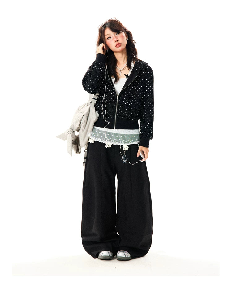 Polka Dot Zipper Hoodie