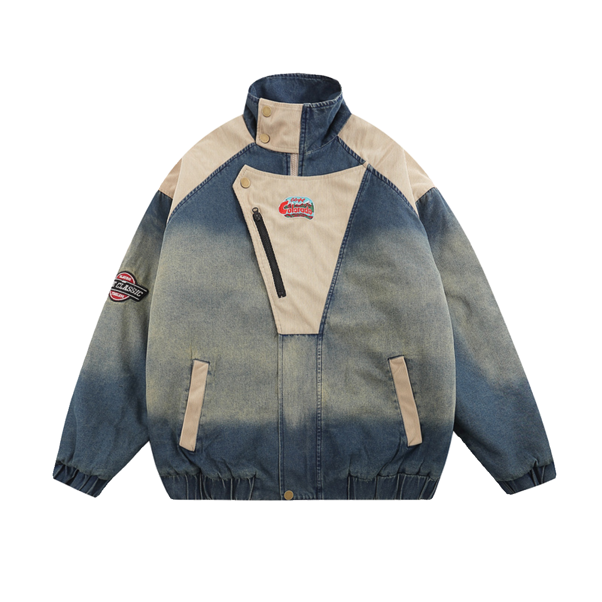 Giacca di jeans sfumata retrò unisex