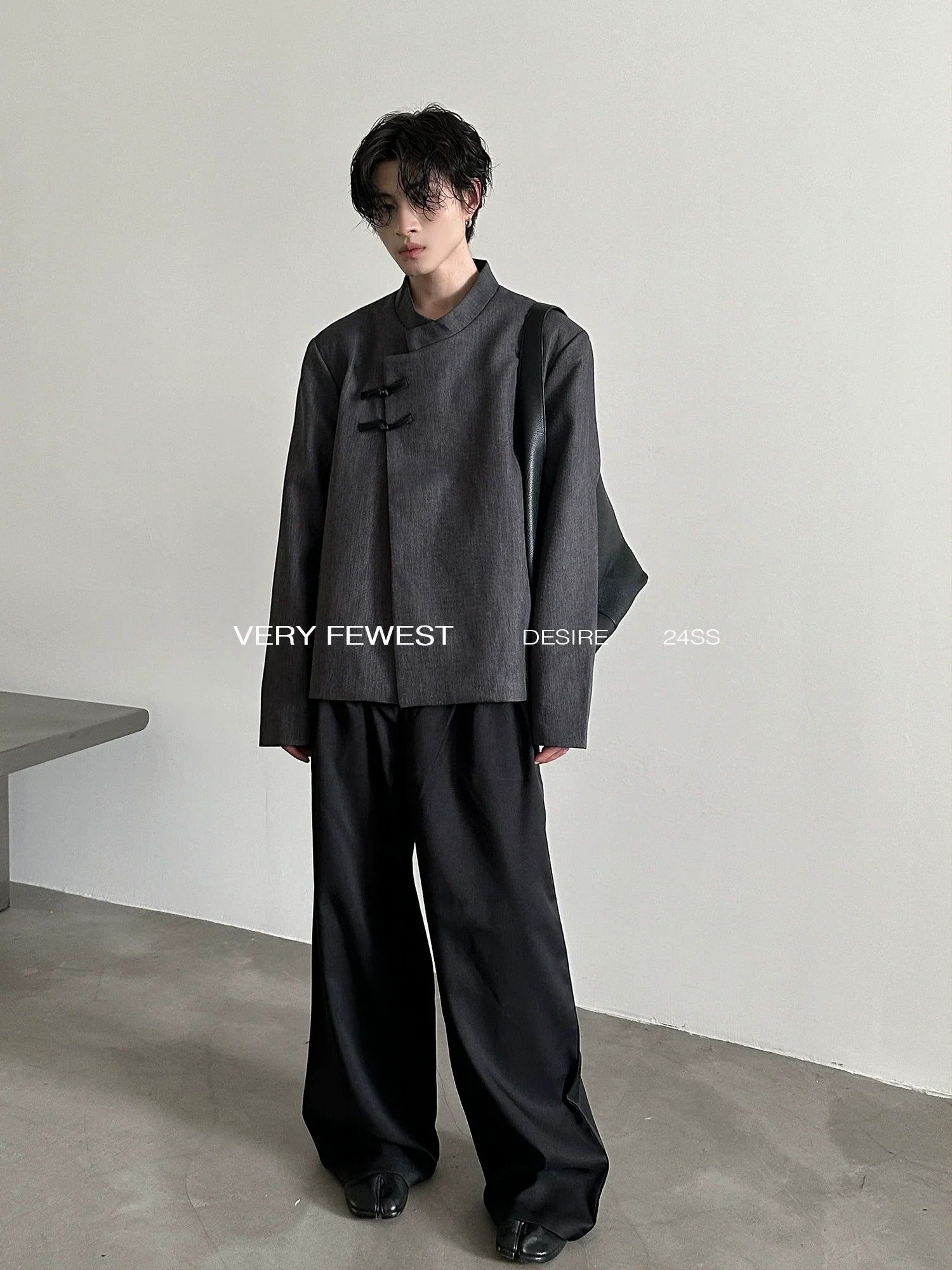 Stand Neck Shoulder Pad Double Plate Buckle Jacket