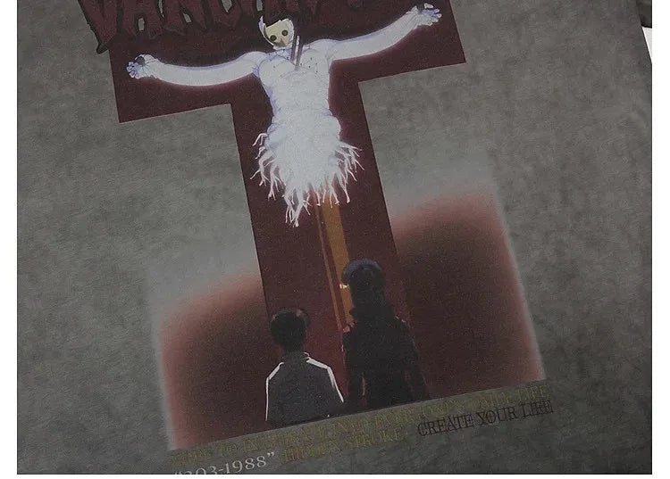 Gewaschenes Hell Cross Grafik T-Shirt