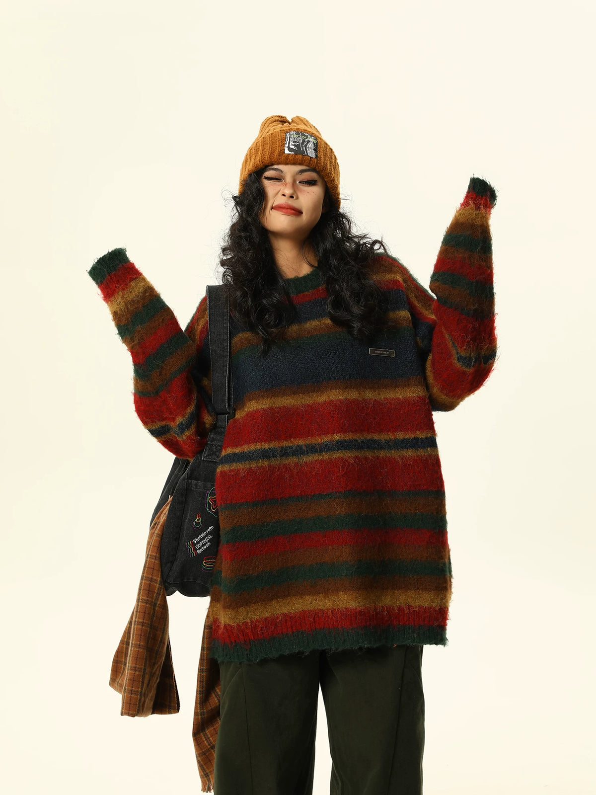 Retro Contrasting Knit Sweater