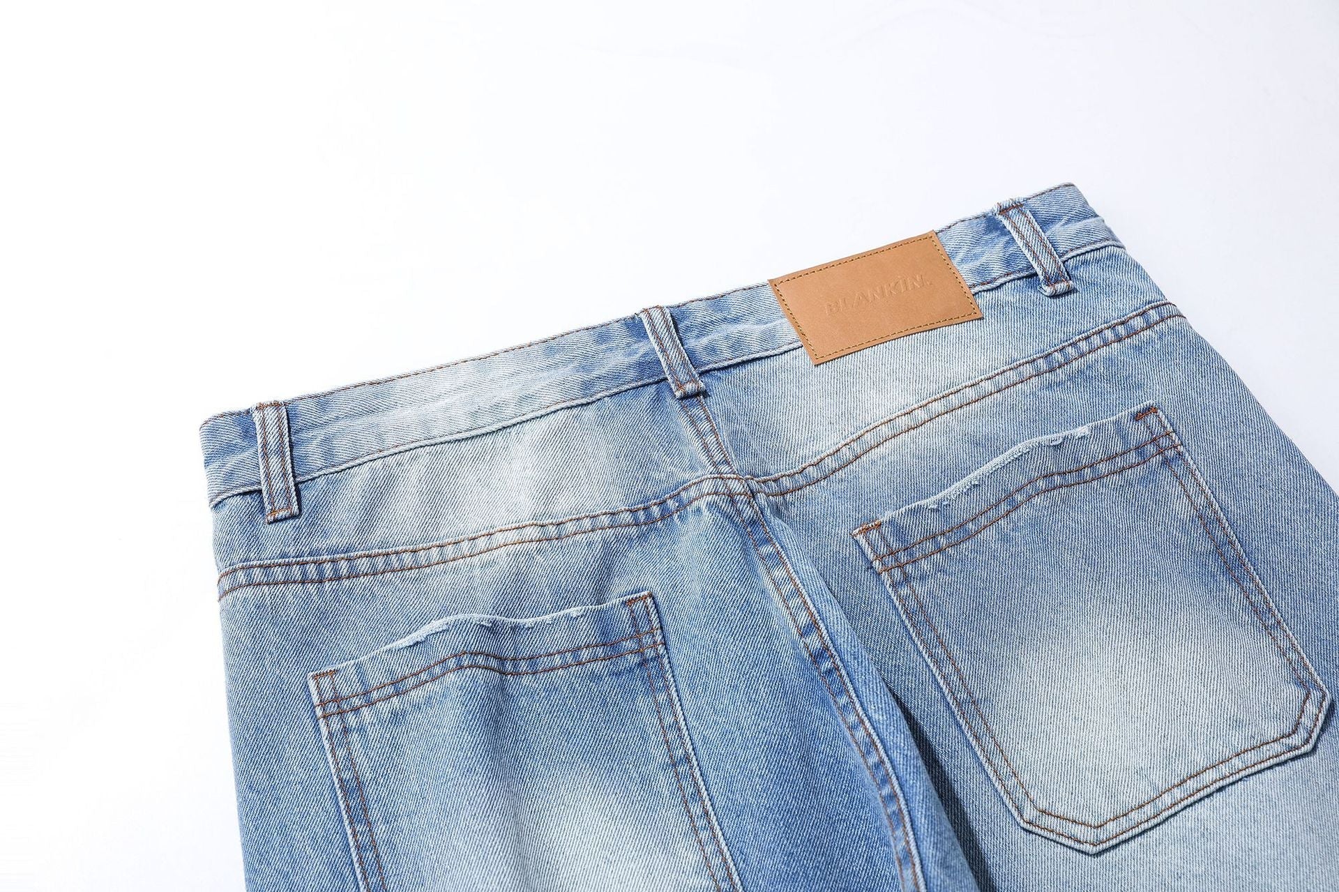 Washed Damage Wide Leg Flare Denim Jeans
