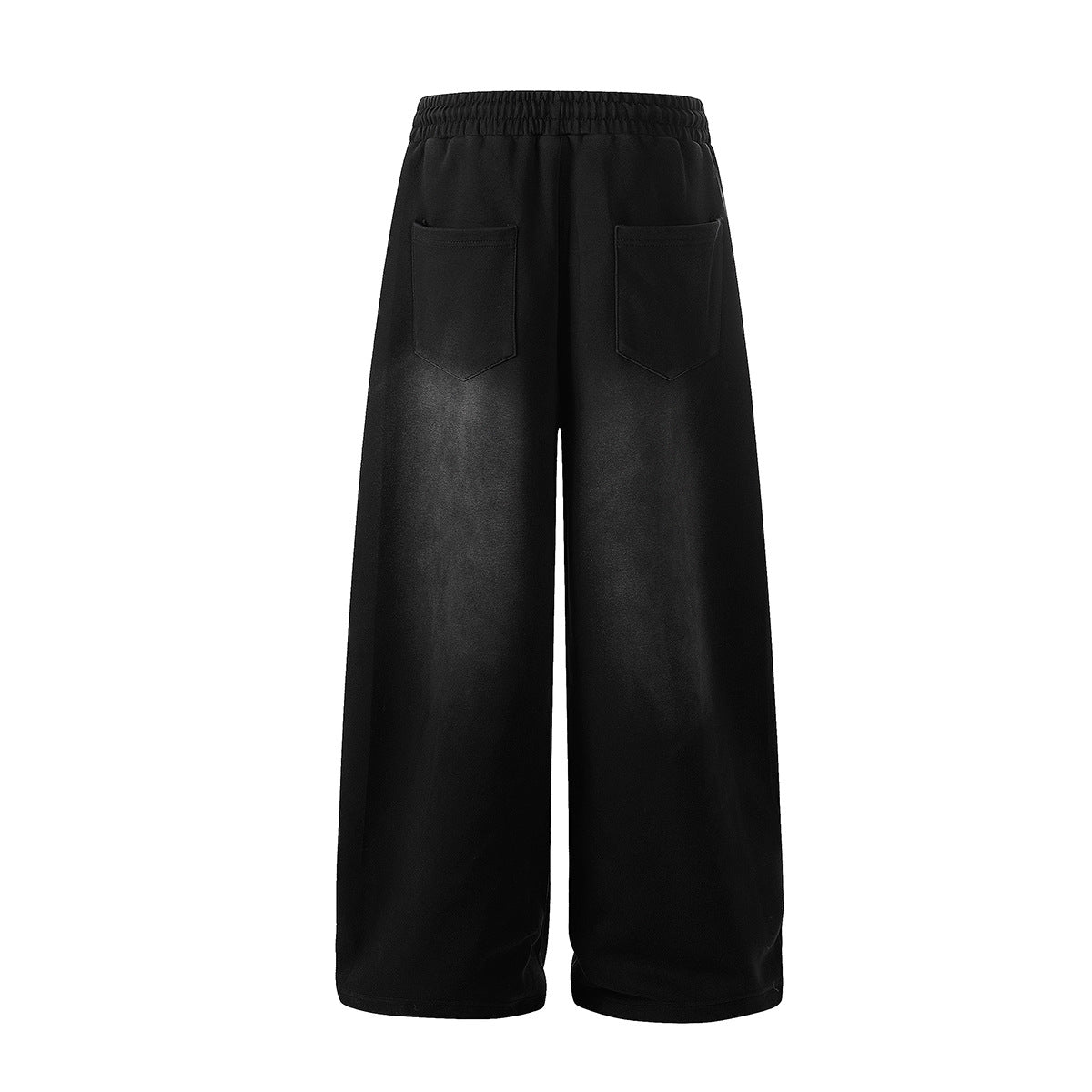 Washed Studs Number Print Wide Leg Pants
