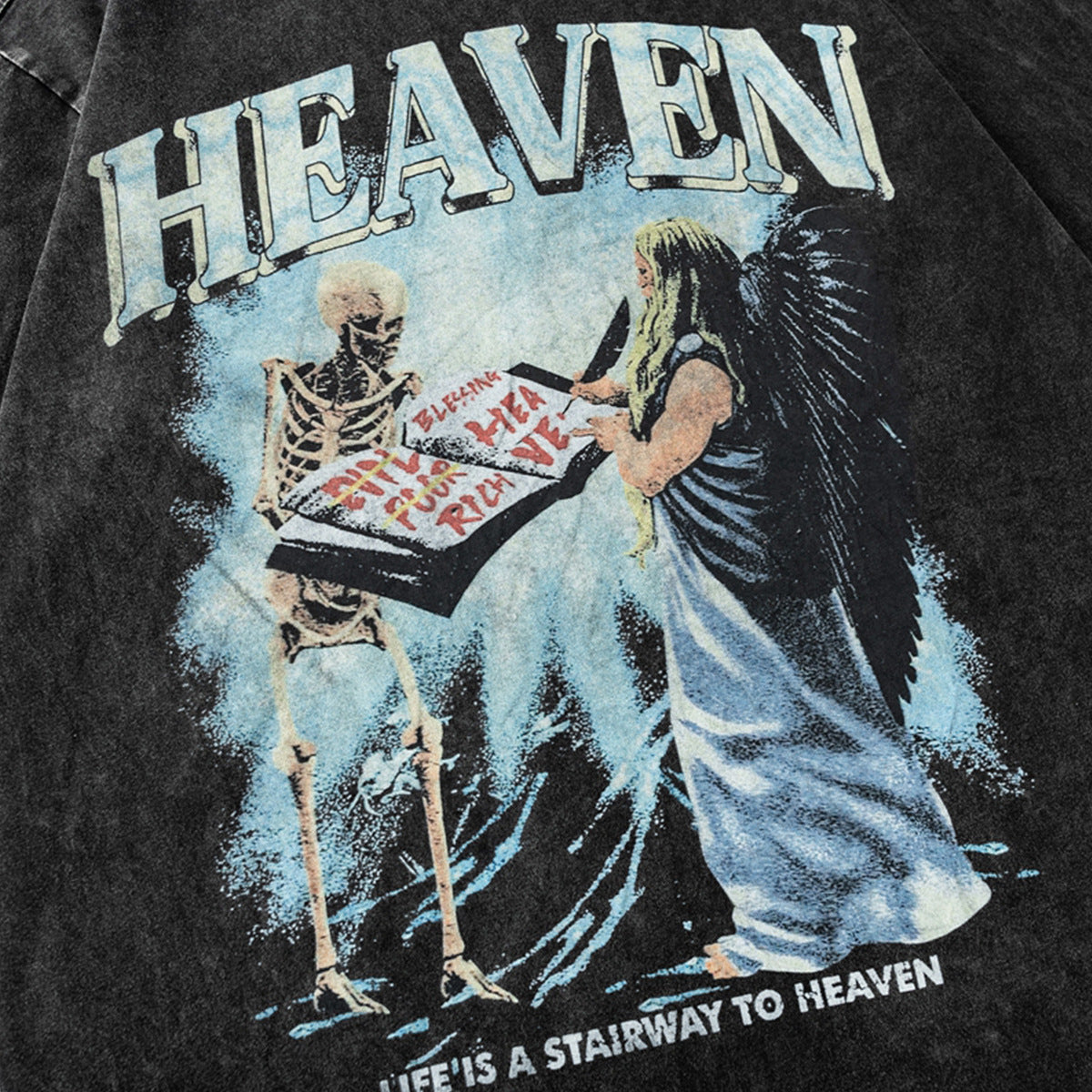 Washed Skull Print Cotton Short Sleeve T-Shirt