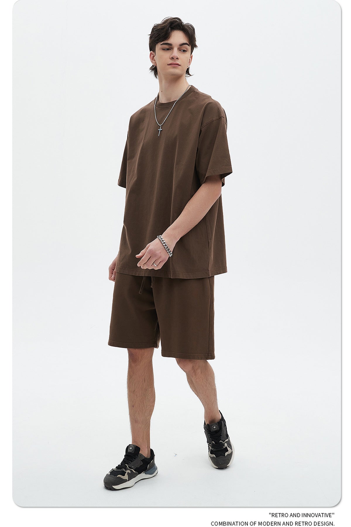 Oversize Washed Short-sleeve-T-shirt & Washed Short Sweatpants Setup