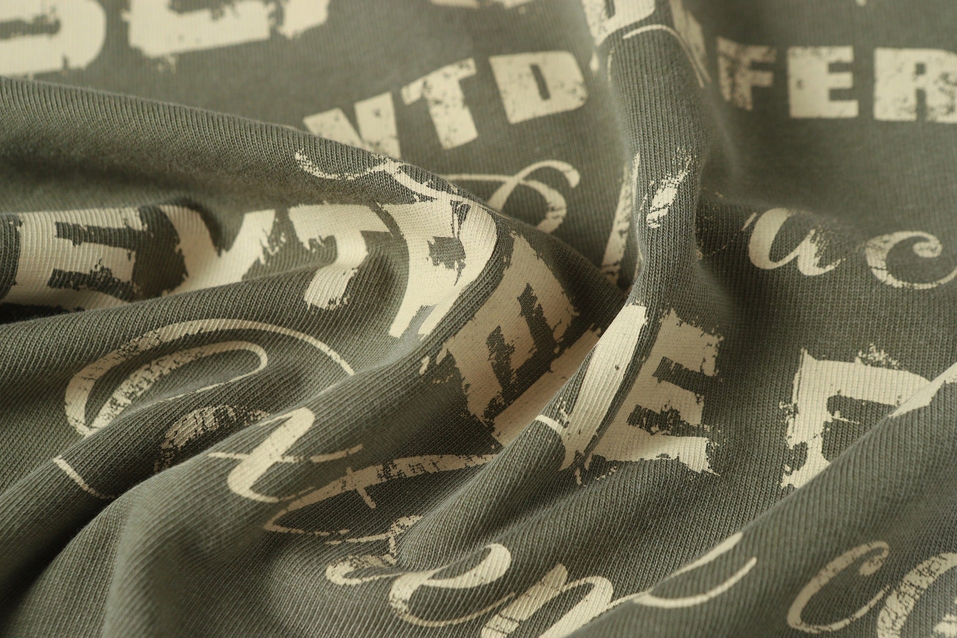 Letter Print Patchwork Wash Damage Short Sleeve T-Shirt