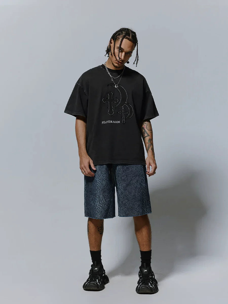 Snake Scale Pattern Wide Leg Short