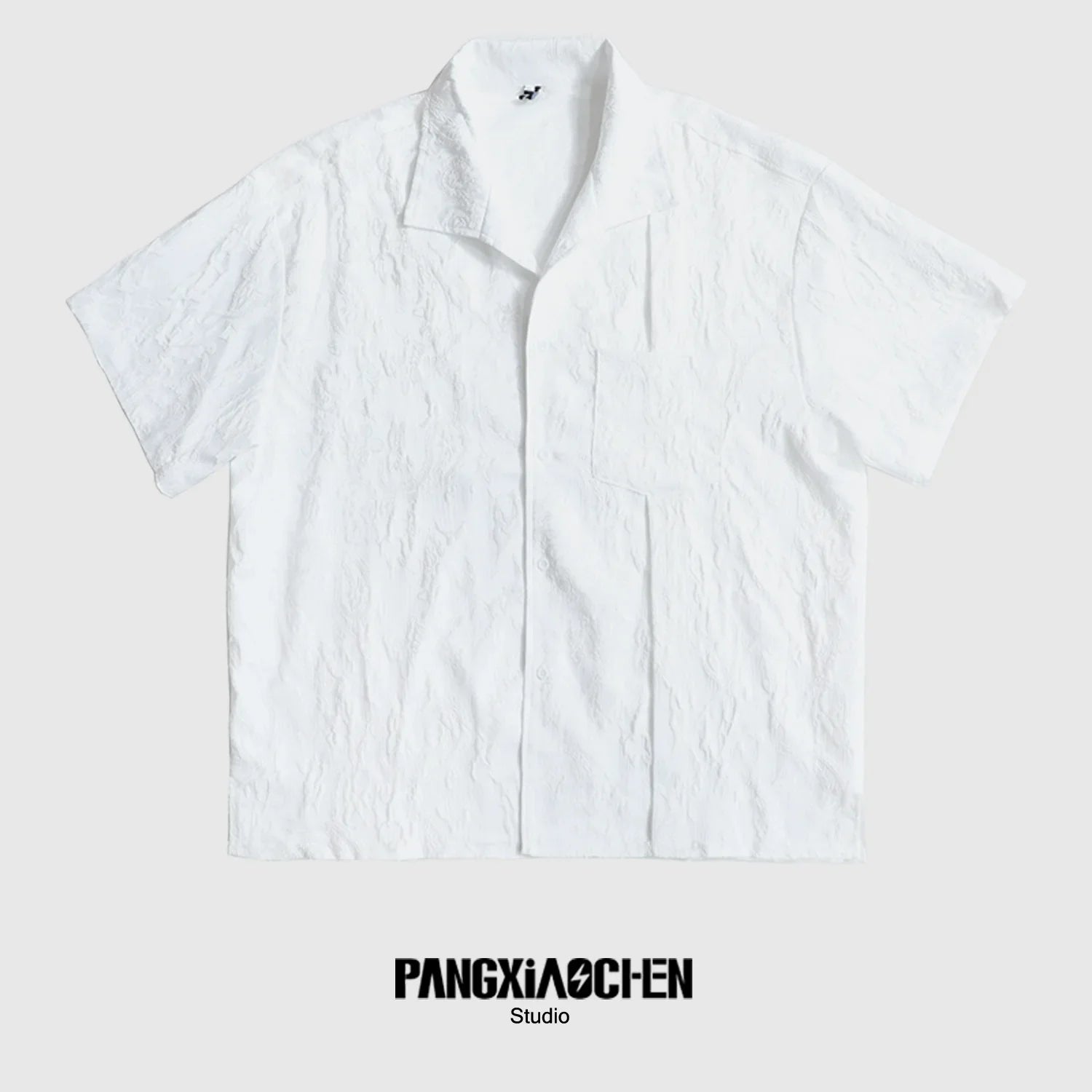Side Slit Jacquard Short Sleeve Shirt
