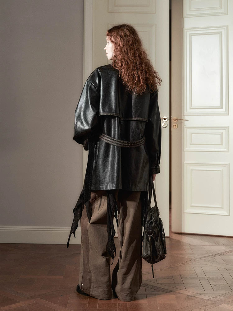 PU Leather Long Coat
