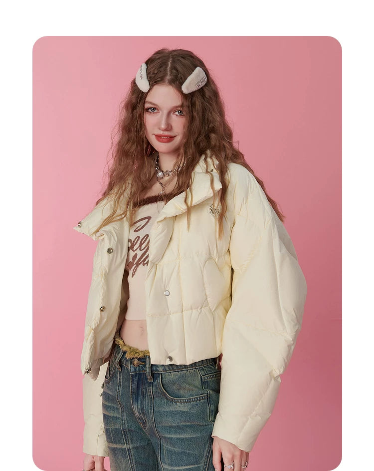 Short Thick White Duck Down Jacket
