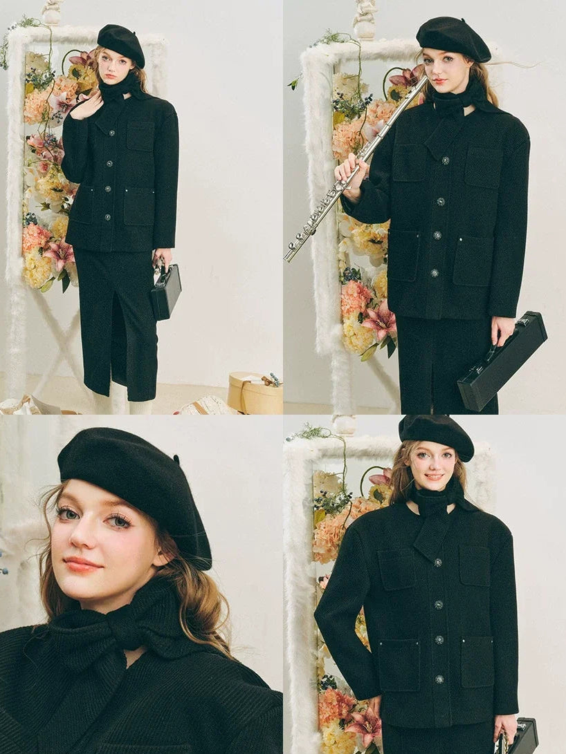 Oversize Corduroy Jacket & Ankle-Length Skirt Setup