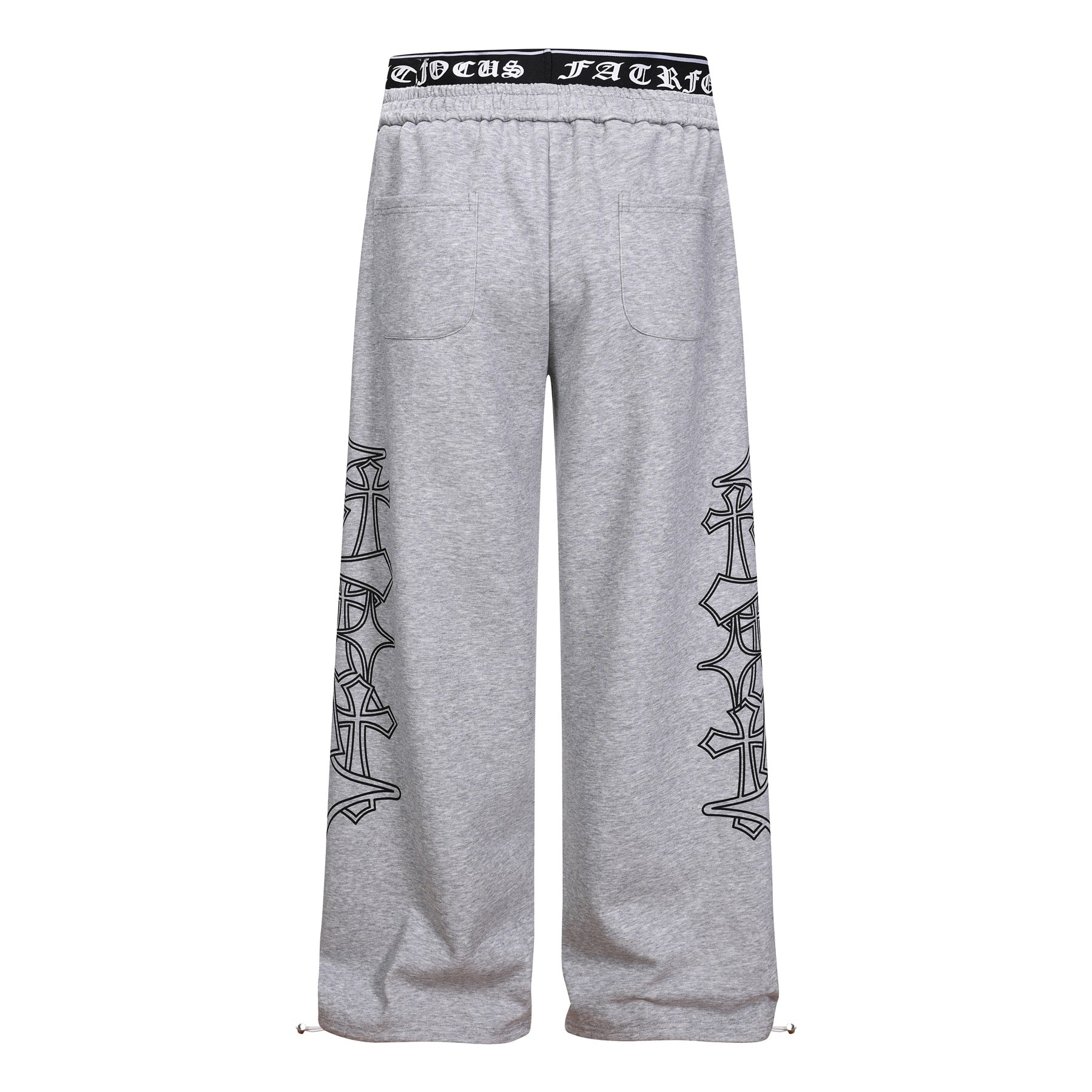 Letter Print Deconstruction Wide Leg Sweatpants