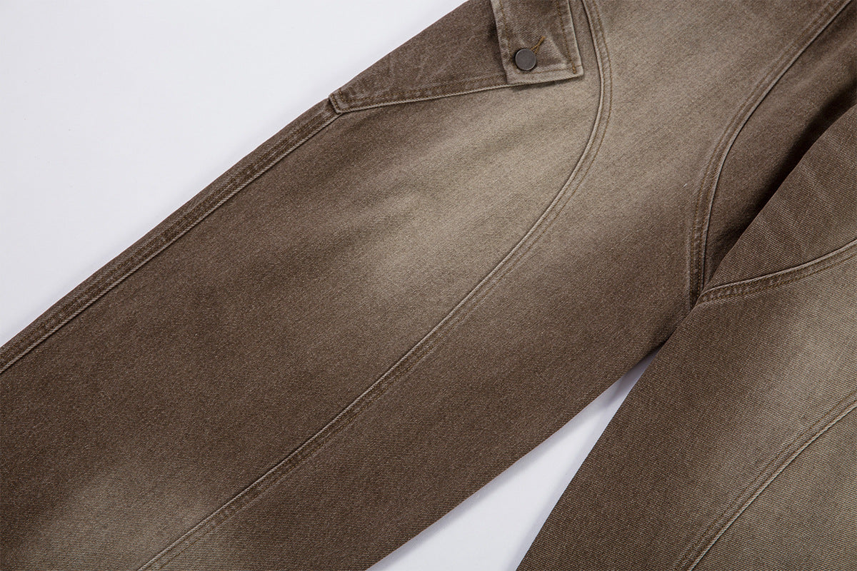 Washed Cargo Wide Leg Denim Jeans