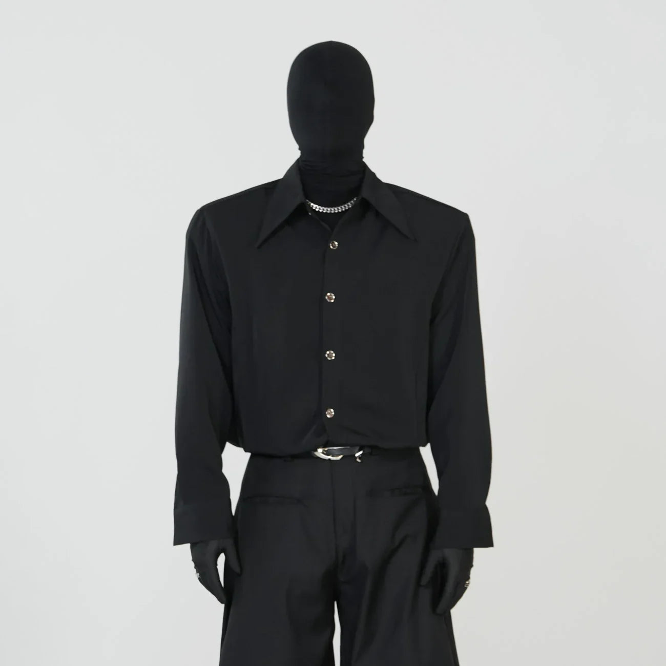 Pointed-Collar Wrinkle-Resistant Long Sleeve Shirt