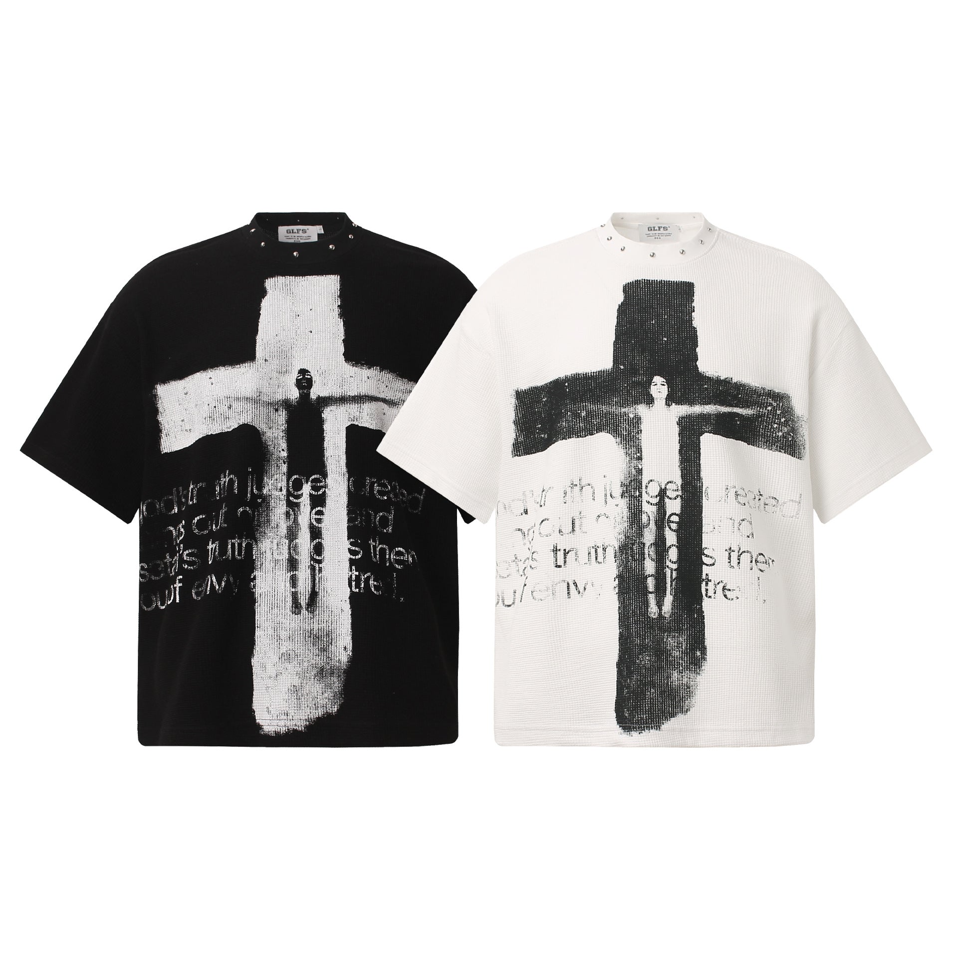 Cross Figure Studs Short Sleeve T-Shirt
