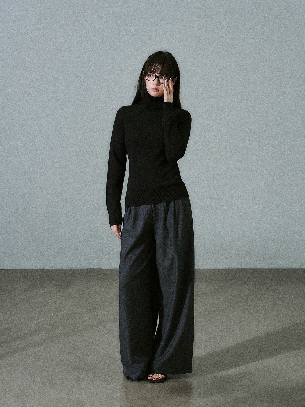 Stretch Warm High-Neck Knit Sweater