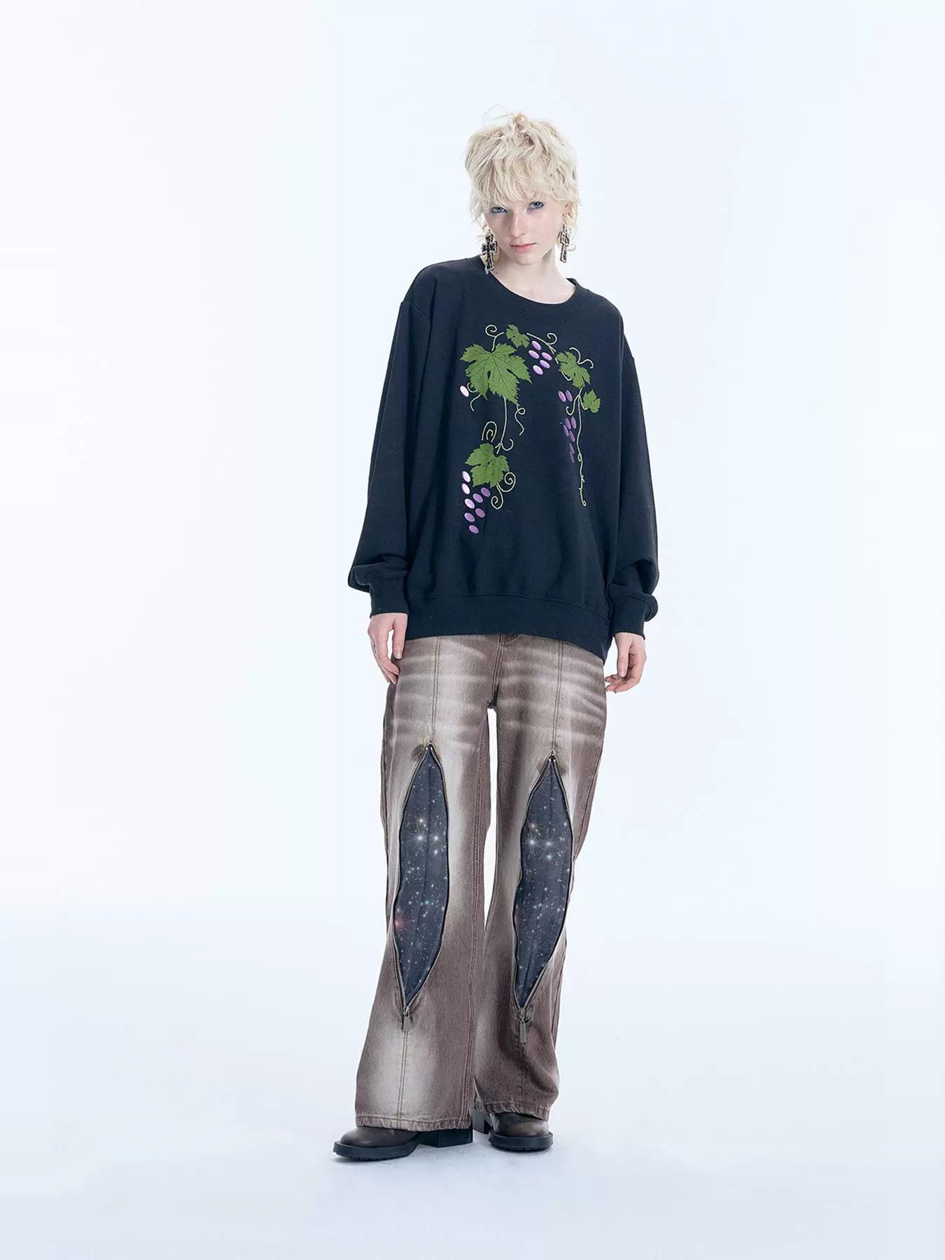 Grape Design Pullover Sweatshirt