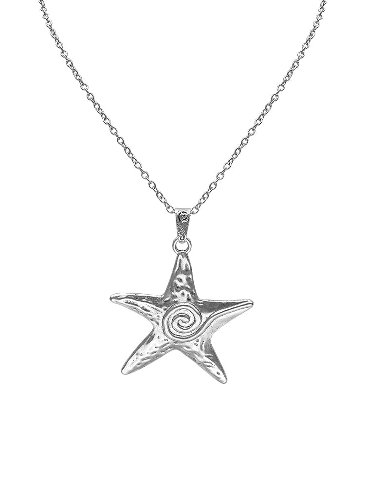 Retro Silver Starfish Necklace