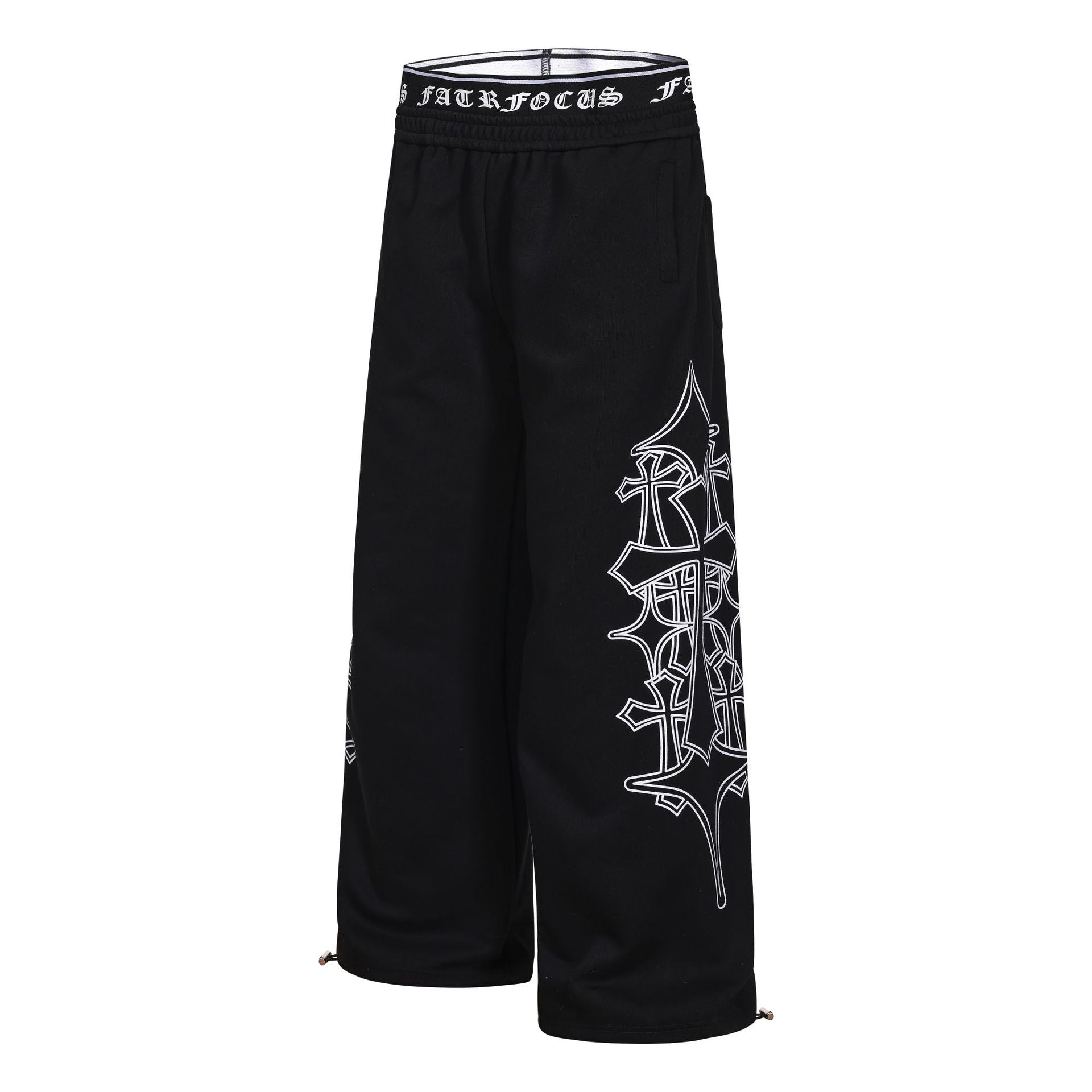 Letter Print Deconstruction Wide Leg Sweatpants