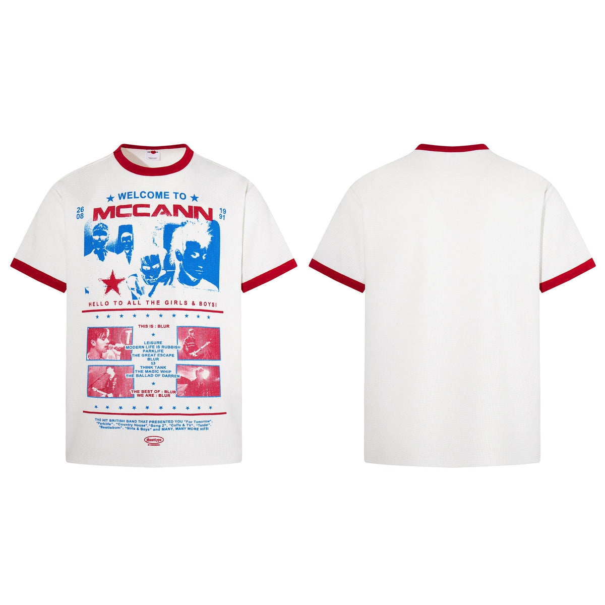 Waffle Graphic Portrait Print Short Sleeve T-Shirt