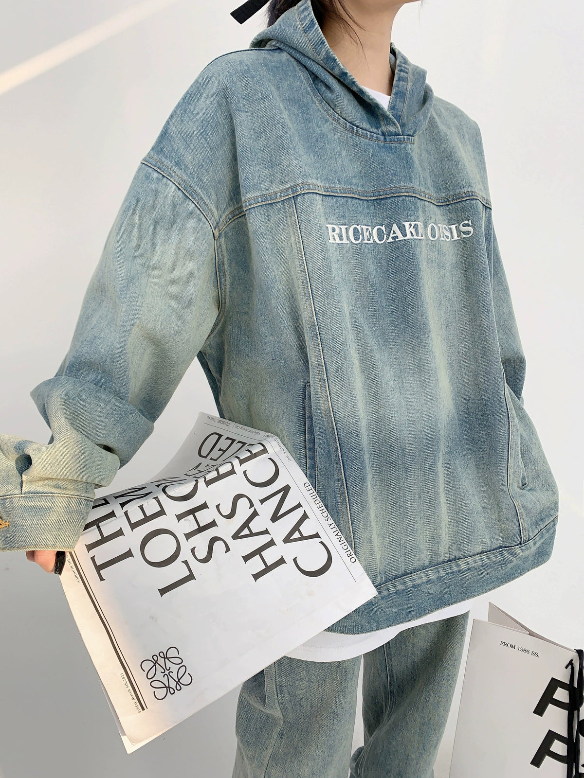 Oversize Pullover Denim Hoodie