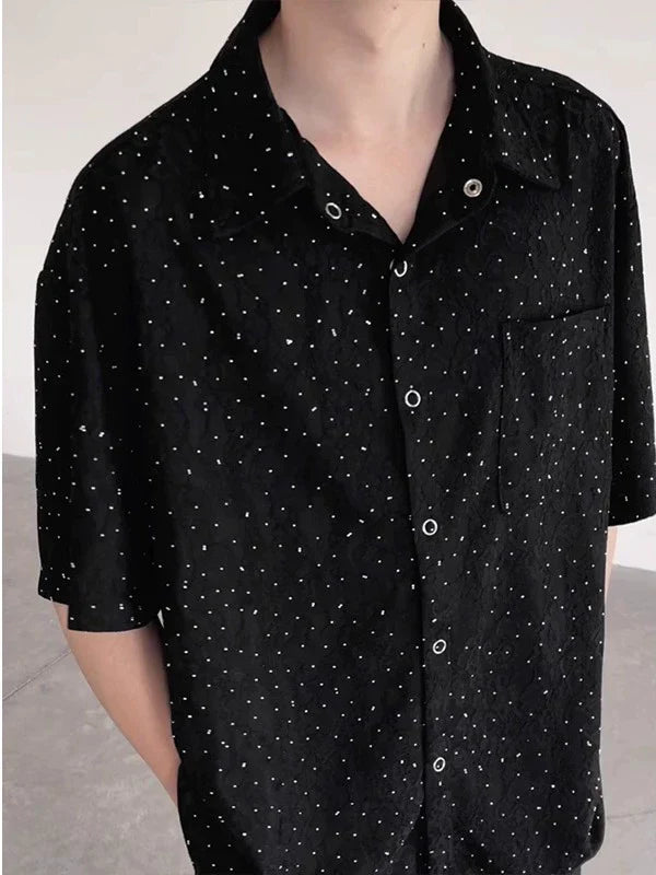 Starry Sky Design Oversize Short Sleeve Shirt