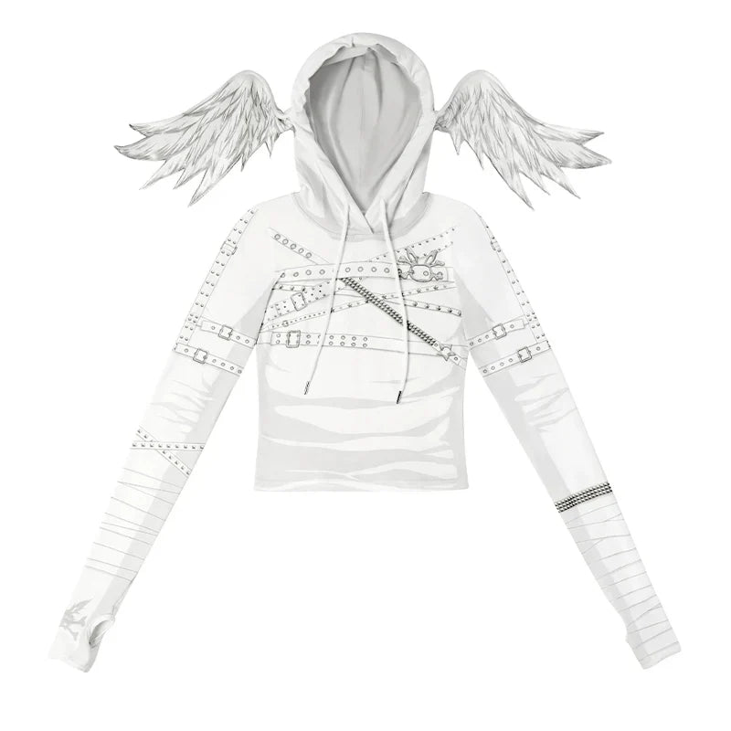 Angel Wing Hooded Long Sleeve T-Shirt