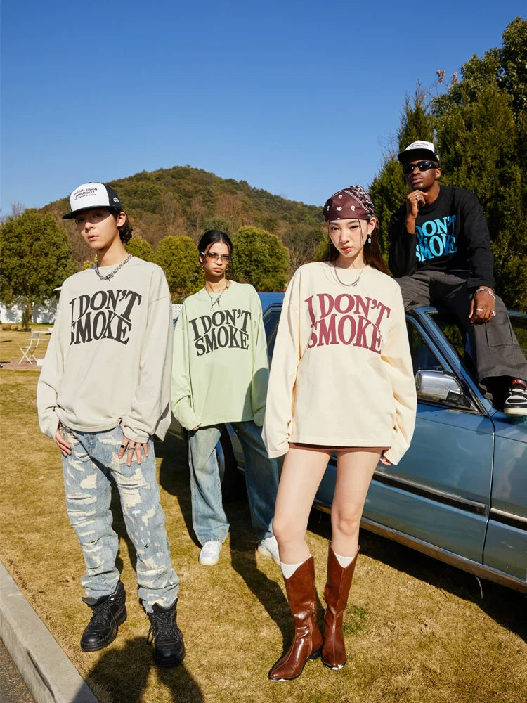 Oversize Cotton Long Sleeve Round Neck Sweatshirt