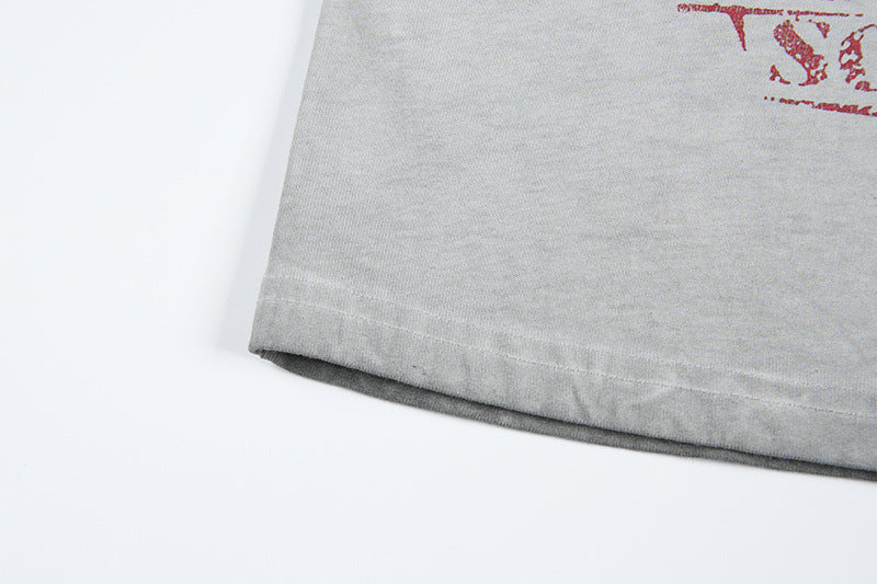Washed Portrait Print Short Sleeve T-Shirt
