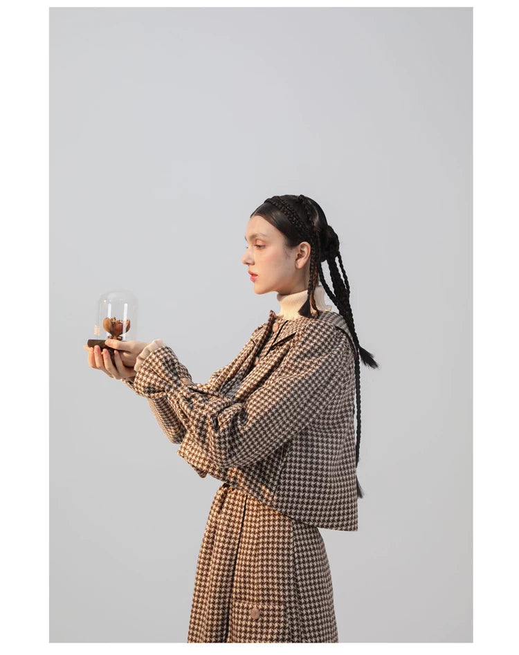 Plaid Wool Candy Sleeve Jacket & Half Skirt Setup