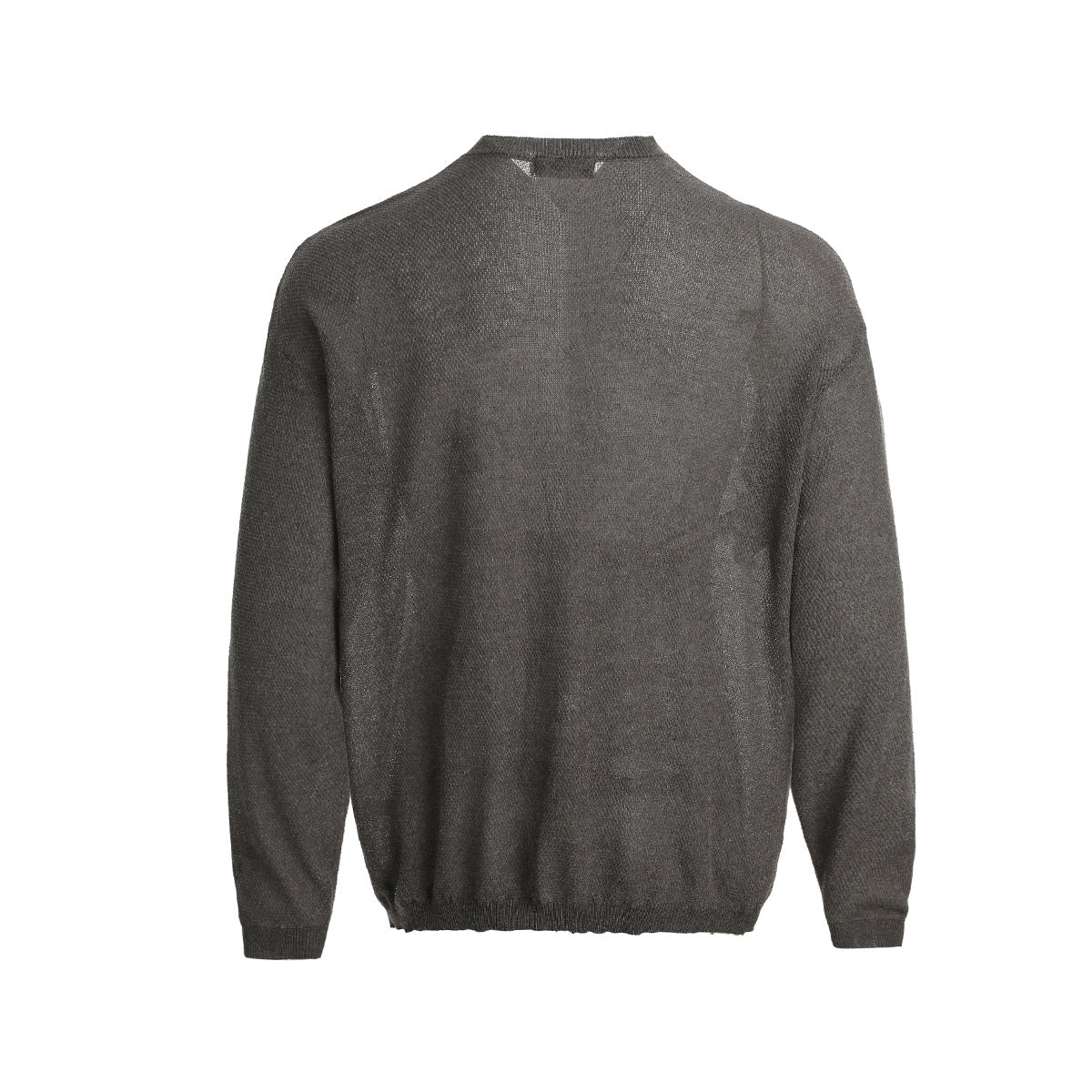 Openwork Linen Henley Neck Knit Sweater