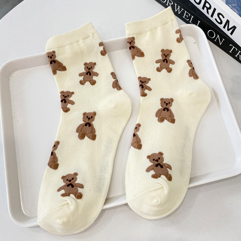 Sweet Striped Letter Bear Socks