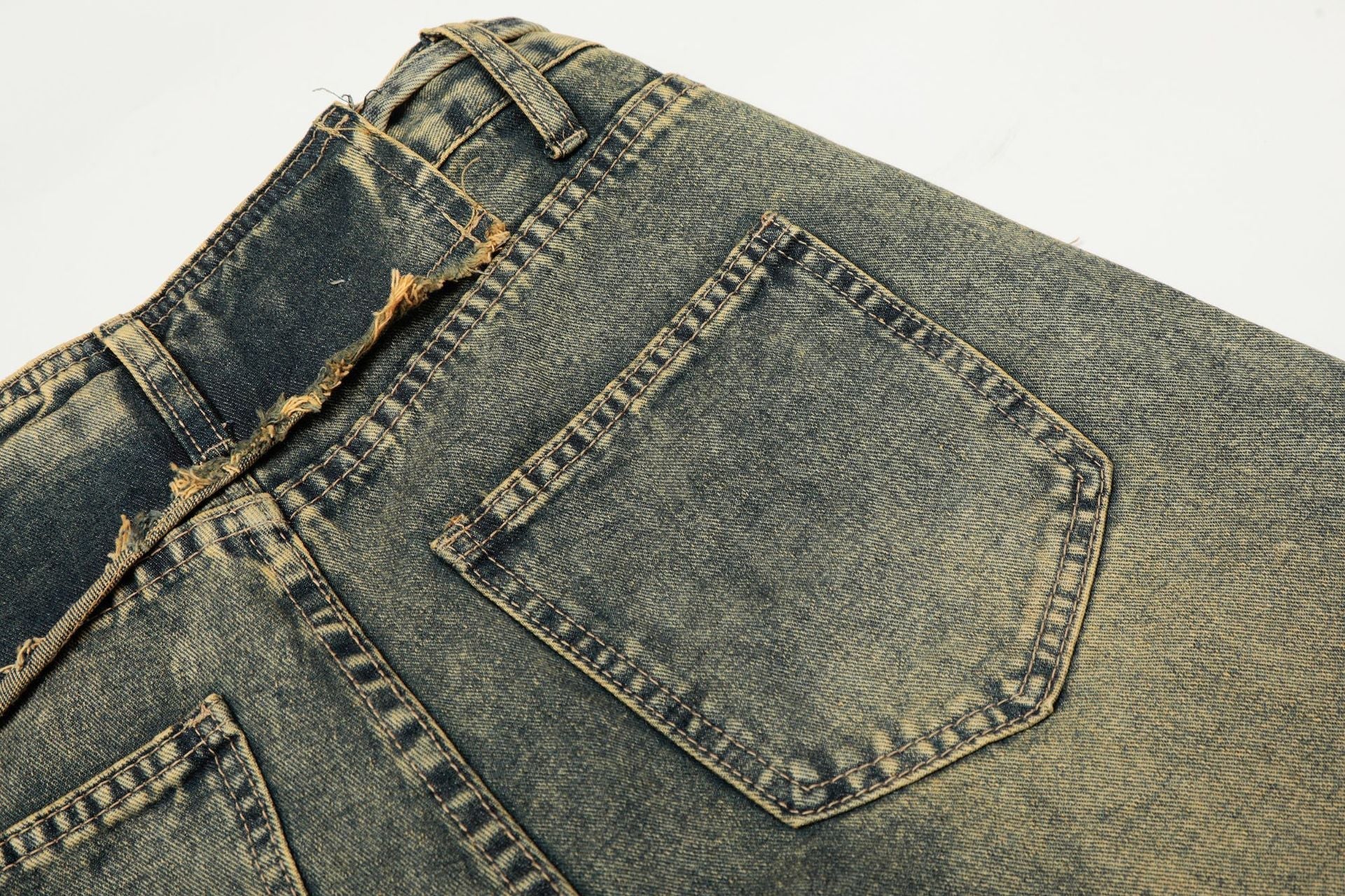 Washed Layered Fade Wide Leg Denim Jeans