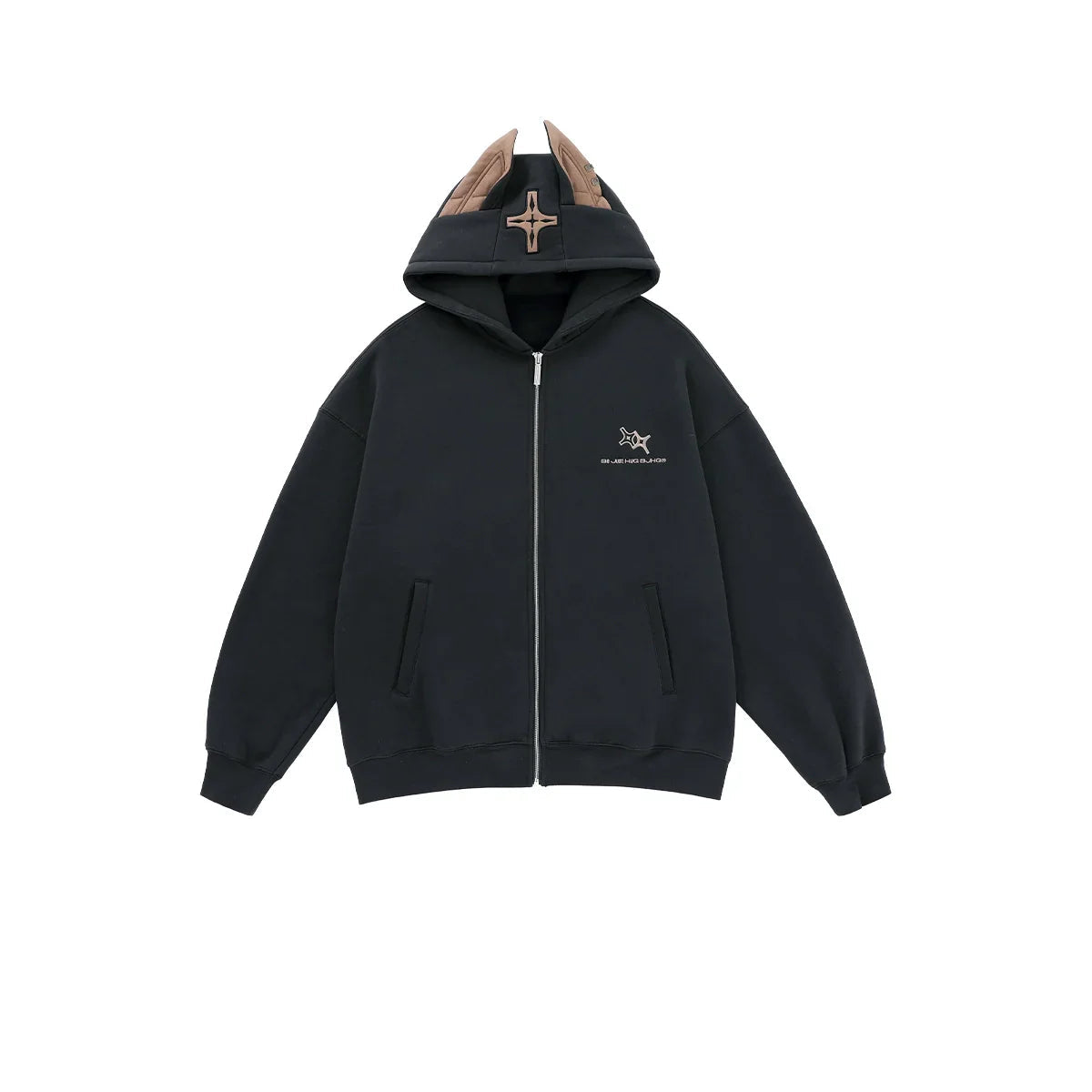 오버사이즈 헤비웨이트 애니멀 지퍼 후드 티셔츠