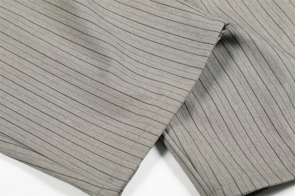 DAXUEN Light grey wide-leg trousers with pinstripes