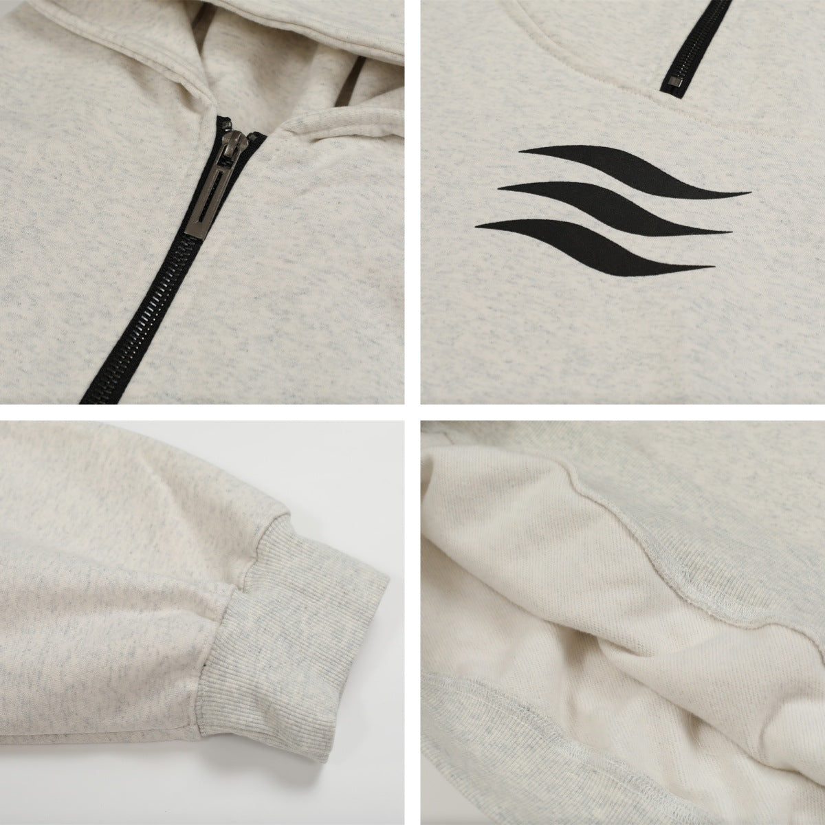 Suede Half-Zipper Pullover Hoodie