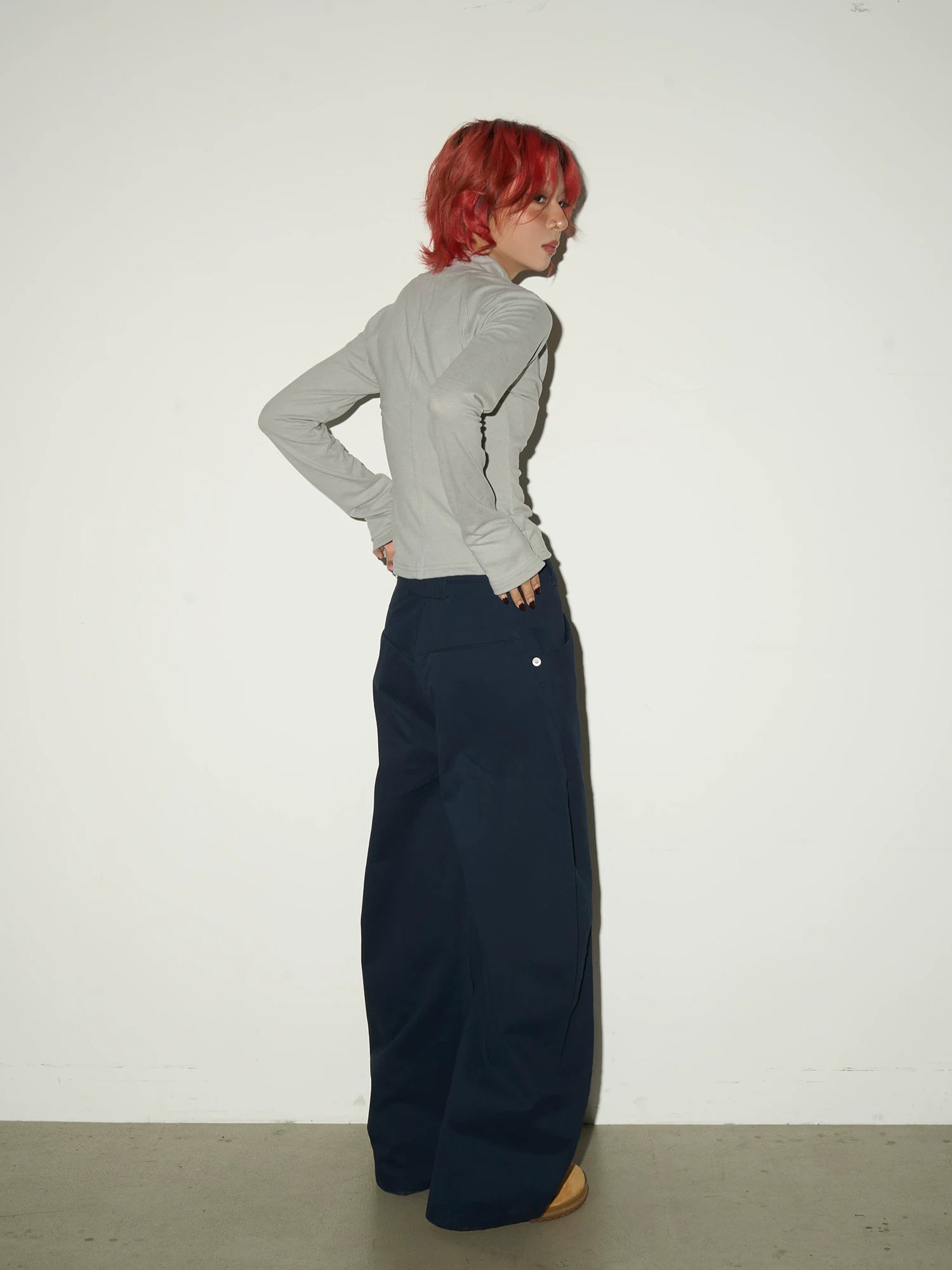 Half Zip Fitted Long Sleeve T-Shirt
