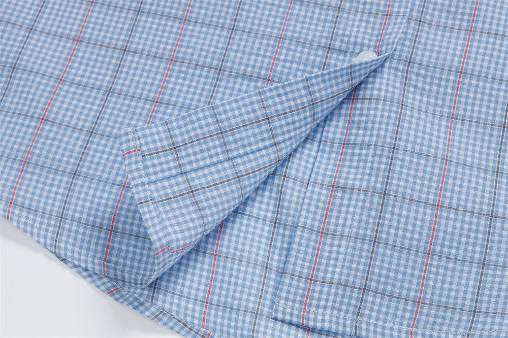Cartoon-Embroidered Plaid Button-Up Shirt