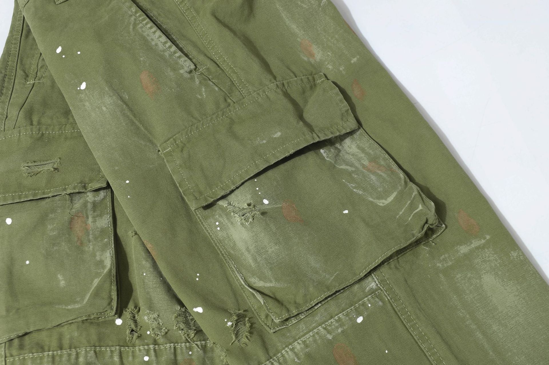 Damage Paint Splatter Multi Pocket Cargo Pants