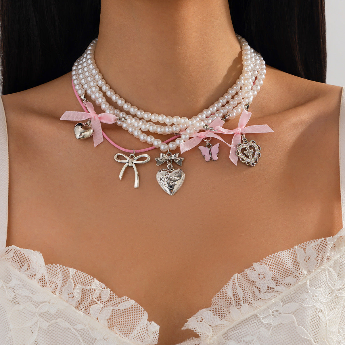 Valentine Edition - Heart With Pearls Necklace