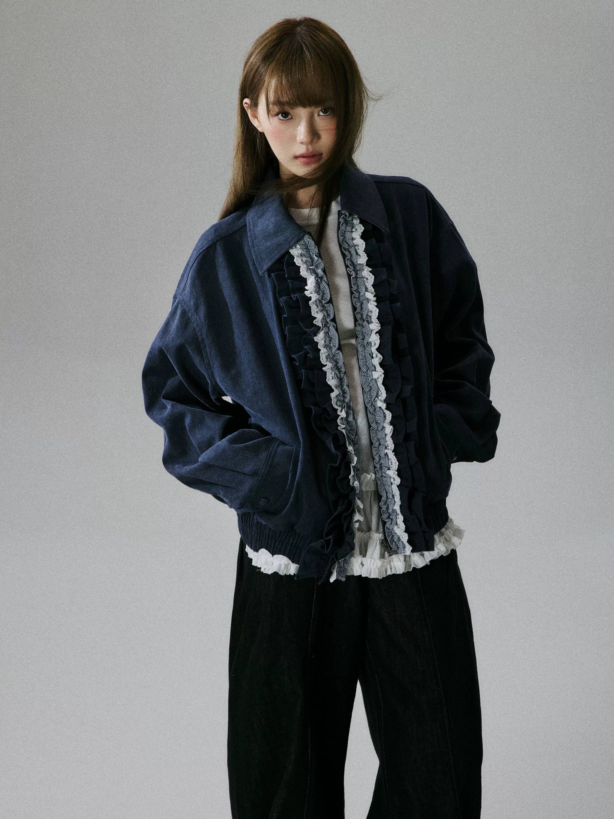 Ruffled Lace Detail Jacket