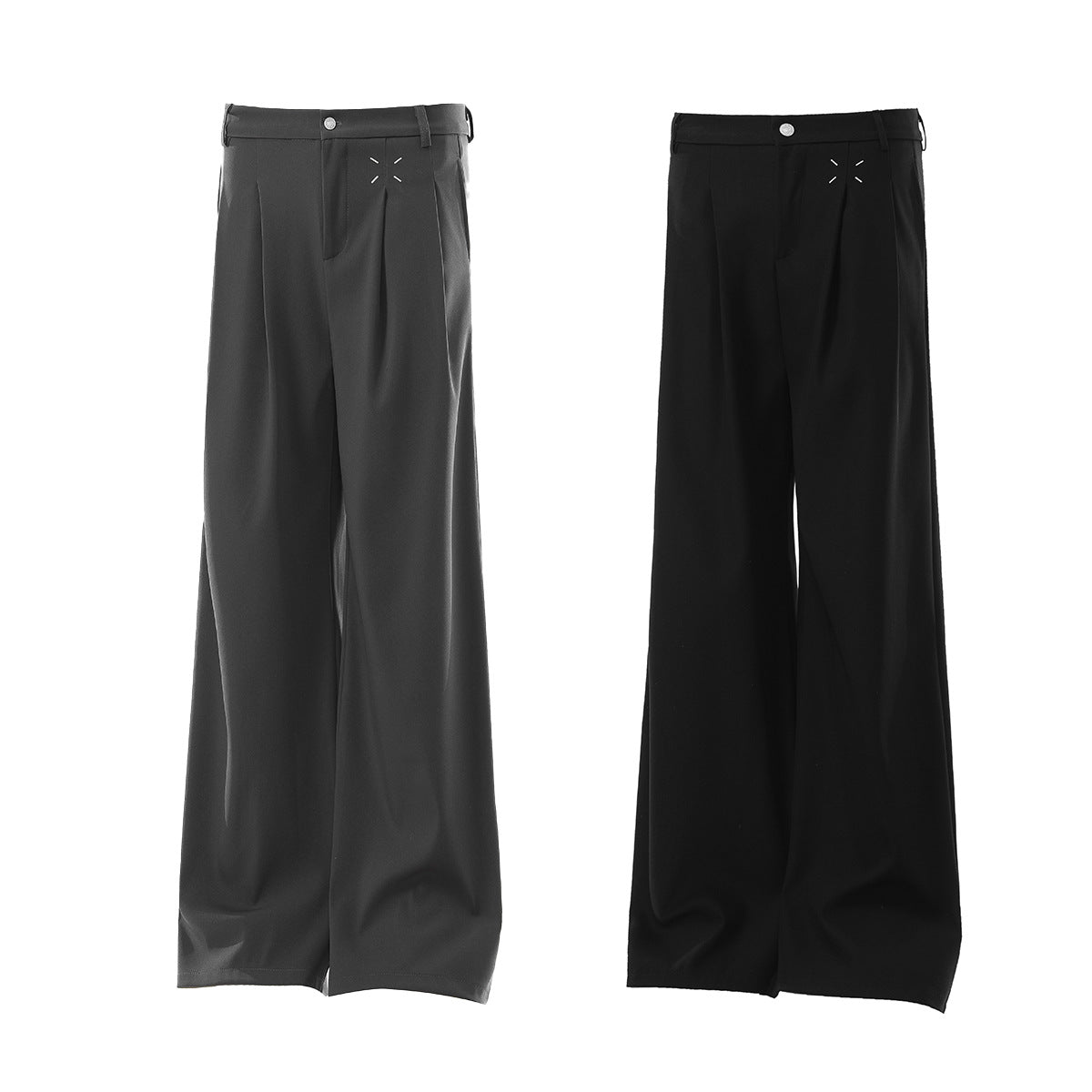 Drape Pleats Wide Leg Trousers