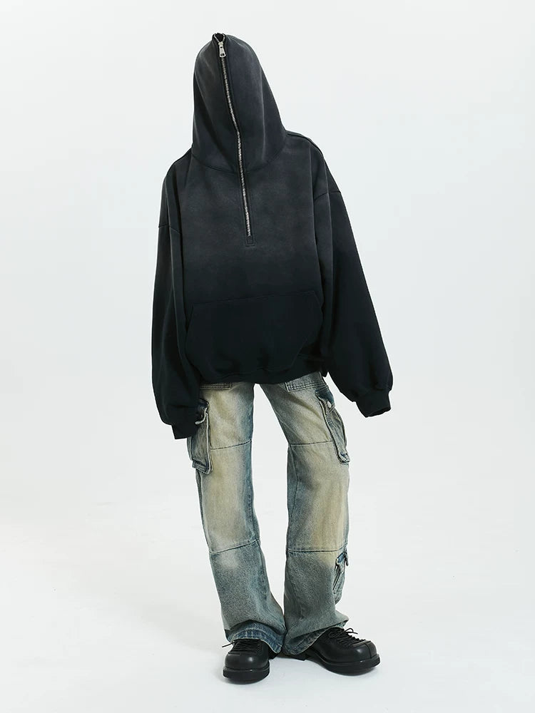 Gradient Half Zip Oversize Hoodie