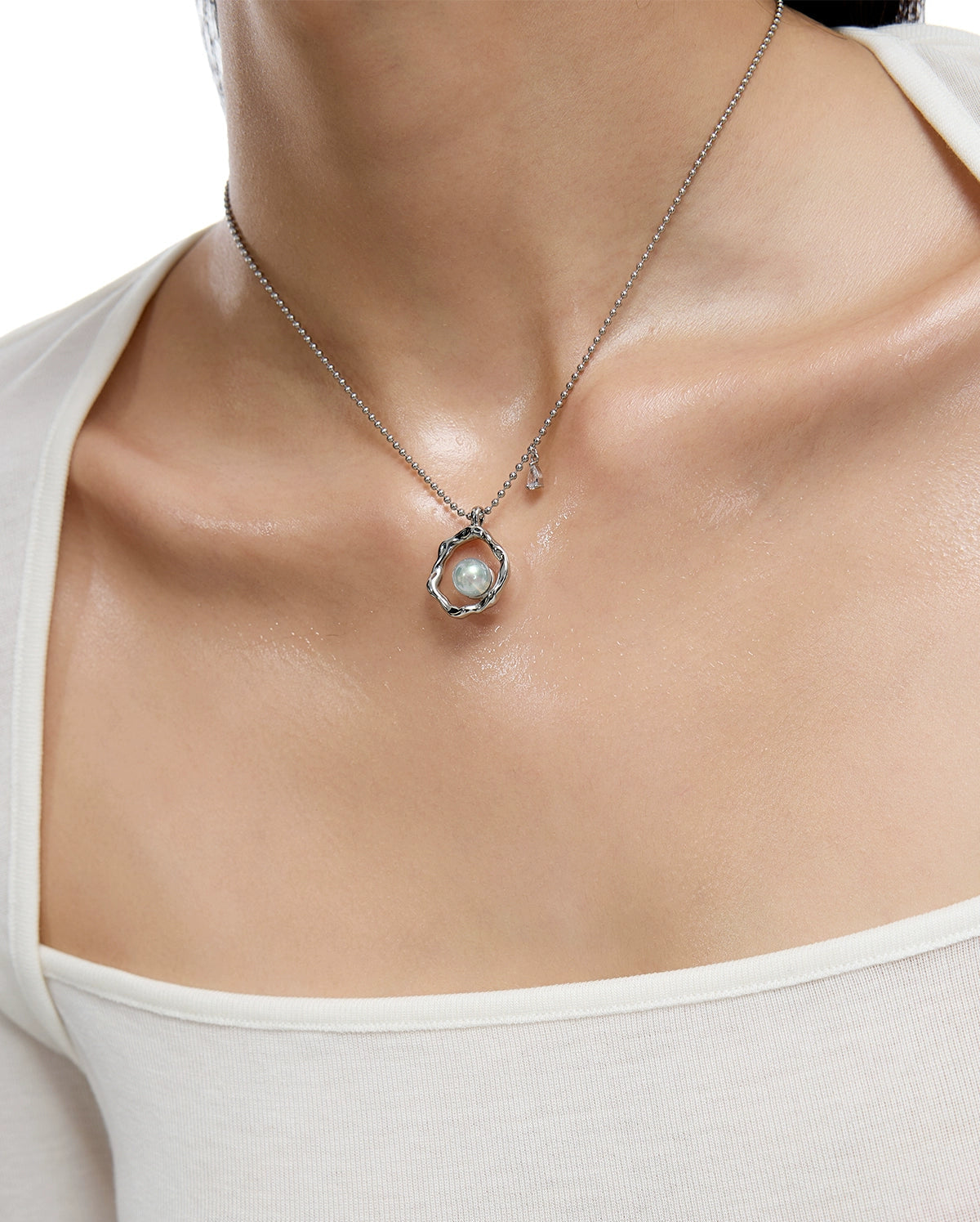 SUMIYAKI BLUE PEARL PENDANT NECKLACE LIGHT LUXURY CLAVICLE CHAIN NEW SIMPLE COMMUTER SWEATER CHAIN PENDANT