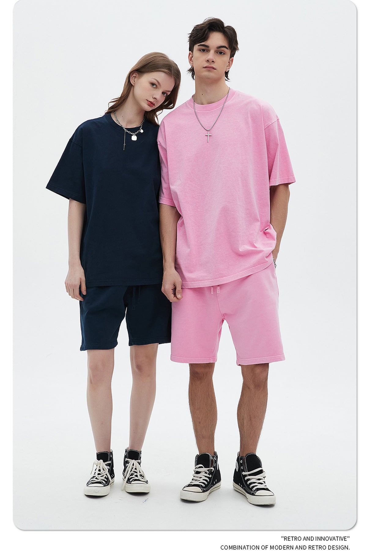 Oversize Washed Short-sleeve-T-shirt & Washed Short Sweatpants Setup