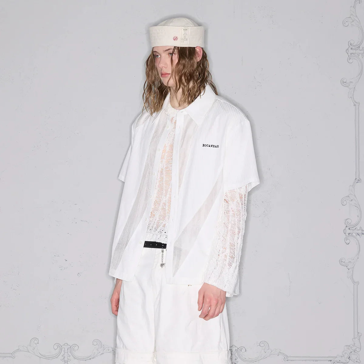 Deconstructed Mixed Fabric Stripe Patchwork Oversize Short Sleeve Shirt