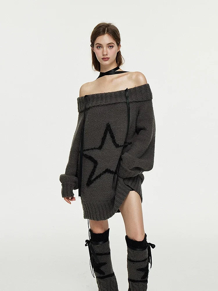 Multi-Way Off-Shoulder Wool Knit Sweater & Leg Cover
