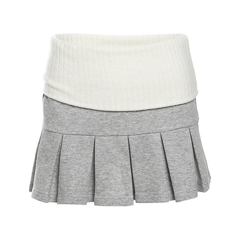 Y2K Grey Knitted Stitching Long Sleeve Set