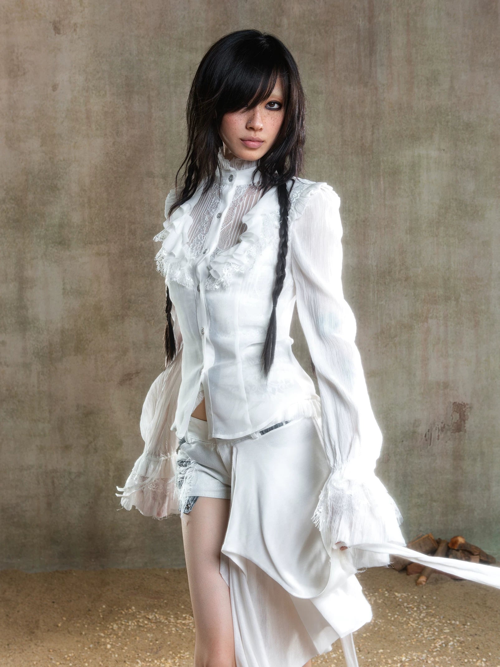 Sheer Chiffon Gothic Court Style Blouse