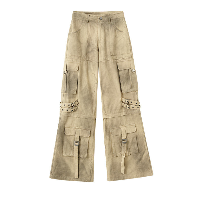 Washed Damage Workwear Wide Leg Pants